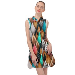 Abstract Triangle Tree Sleeveless Shirt Dress by Dutashop