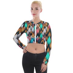 Abstract Triangle Tree Long Sleeve Cropped Velvet Jacket by Dutashop