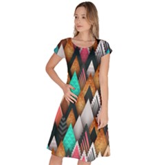 Abstract Triangle Tree Classic Short Sleeve Dress