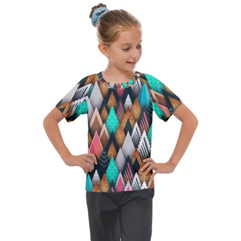 Abstract Triangle Tree Kids  Mesh Piece Tee by Dutashop