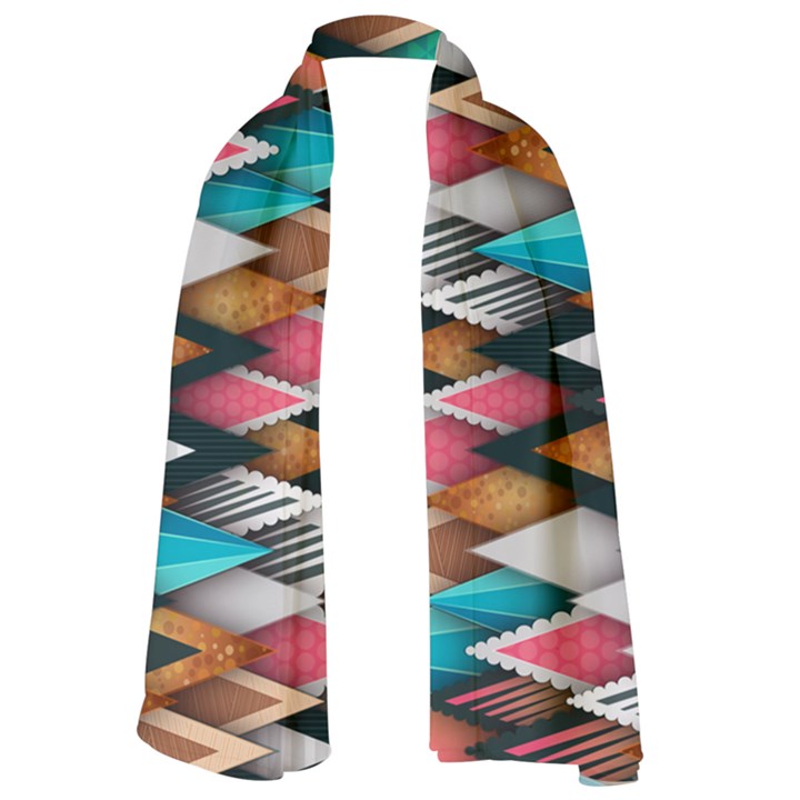 Abstract Triangle Tree Long Sheer Chiffon Scarf 