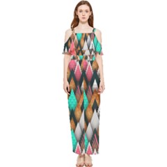 Abstract Triangle Tree Draped Sleeveless Chiffon Jumpsuit