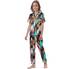 Abstract Triangle Tree Kids  Satin Short Sleeve Pajamas Set by Dutashop