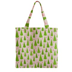 Christmas Green Tree Zipper Grocery Tote Bag by Dutashop