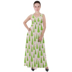 Christmas Green Tree Empire Waist Velour Maxi Dress by Dutashop