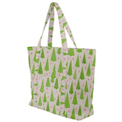 Christmas Green Tree Zip Up Canvas Bag by Dutashop