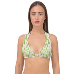 Christmas Green Tree Double Strap Halter Bikini Top