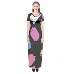 Many Colors Pattern Seamless Short Sleeve Maxi Dress by Dutashop