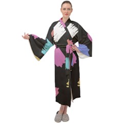 Many Colors Pattern Seamless Maxi Velour Kimono by Dutashop