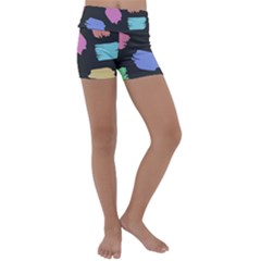 Many Colors Pattern Seamless Kids  Lightweight Velour Yoga Shorts