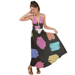 Many Colors Pattern Seamless Backless Maxi Beach Dress