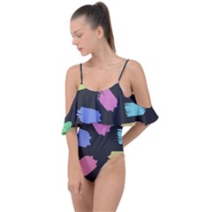 Many Colors Pattern Seamless Drape Piece Swimsuit