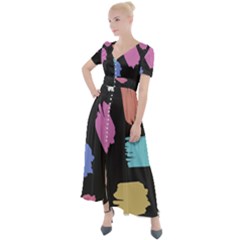 Many Colors Pattern Seamless Button Up Short Sleeve Maxi Dress