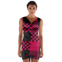 Cube Square Block Shape Wrap Front Bodycon Dress by Dutashop