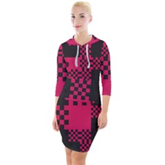 Cube Square Block Shape Quarter Sleeve Hood Bodycon Dress