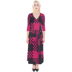 Cube Square Block Shape Quarter Sleeve Wrap Maxi Dress