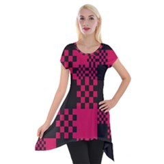 Cube Square Block Shape Short Sleeve Side Drop Tunic by Dutashop