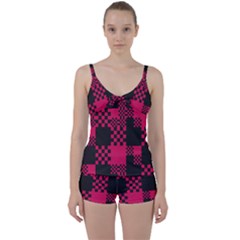 Cube Square Block Shape Tie Front Two Piece Tankini