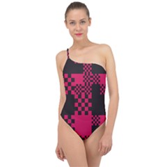 Cube Square Block Shape Classic One Shoulder Swimsuit by Dutashop