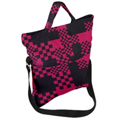 Cube Square Block Shape Fold Over Handle Tote Bag