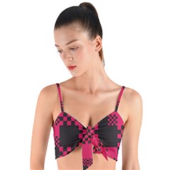 Cube Square Block Shape Woven Tie Front Bralet by Dutashop