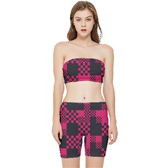 Cube Square Block Shape Stretch Shorts And Tube Top Set by Dutashop