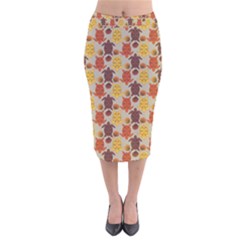 Sea Turtle Sea Life Pattern Velvet Midi Pencil Skirt by Dutashop