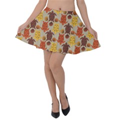 Sea Turtle Sea Life Pattern Velvet Skater Skirt by Dutashop