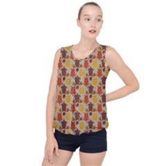 Sea Turtle Sea Life Pattern Bubble Hem Chiffon Tank Top