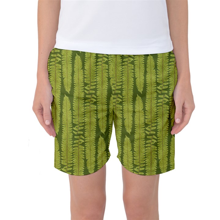 Fern Texture Nature Leaves Women s Basketball Shorts