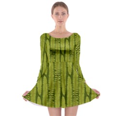 Fern Texture Nature Leaves Long Sleeve Skater Dress by Dutashop