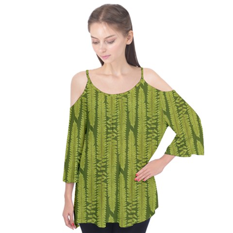 Fern Texture Nature Leaves Flutter Tees by Dutashop