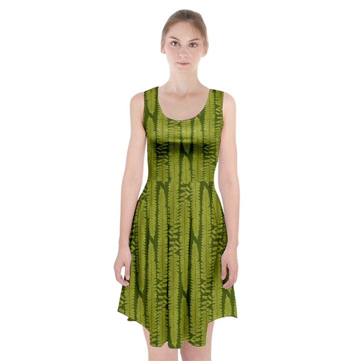 Fern Texture Nature Leaves Racerback Midi Dress