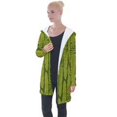 Fern Texture Nature Leaves Longline Hooded Cardigan