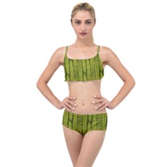 Fern Texture Nature Leaves Layered Top Bikini Set by Dutashop