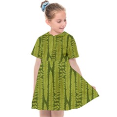 Fern Texture Nature Leaves Kids  Sailor Dress by Dutashop