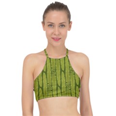 Fern Texture Nature Leaves Racer Front Bikini Top