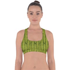 Fern Texture Nature Leaves Cross Back Hipster Bikini Top  by Dutashop