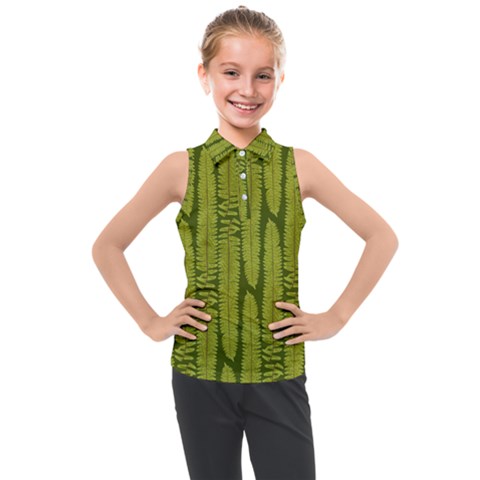 Fern Texture Nature Leaves Kids  Sleeveless Polo Tee by Dutashop