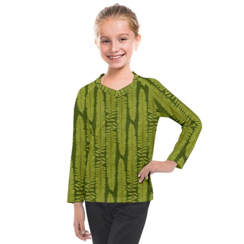 Fern Texture Nature Leaves Kids  Long Mesh Tee by Dutashop