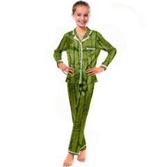 Fern Texture Nature Leaves Kid s Satin Long Sleeve Pajamas Set by Dutashop