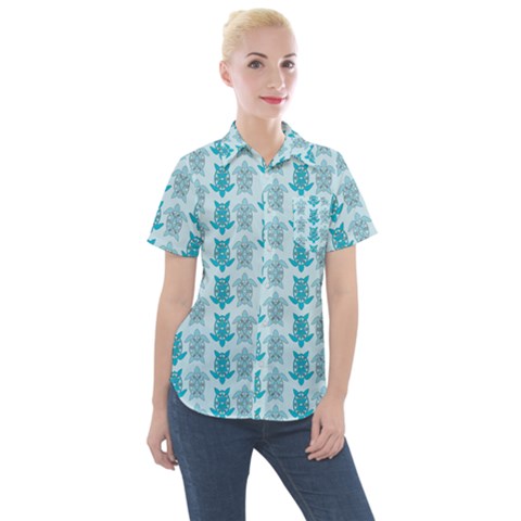 Sea Turtle Sea Animal Women s Short Sleeve Pocket Shirt by Dutashop