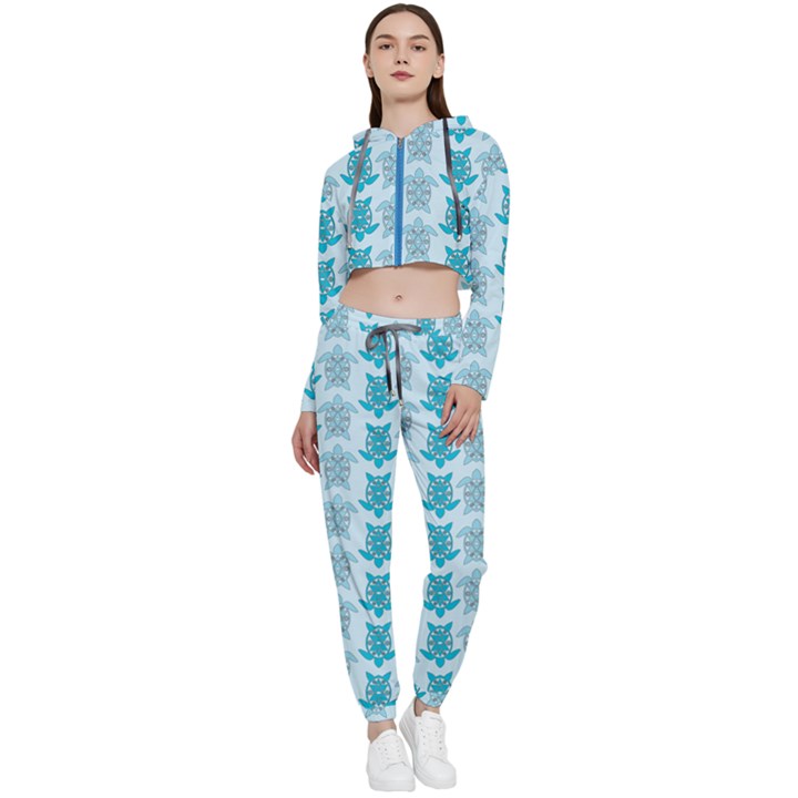 Sea Turtle Sea Animal Cropped Zip Up Lounge Set