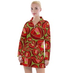 Abstract Rose Garden Red Women s Long Sleeve Casual Dress by Dutashop