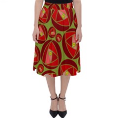 Abstract Rose Garden Red Classic Midi Skirt