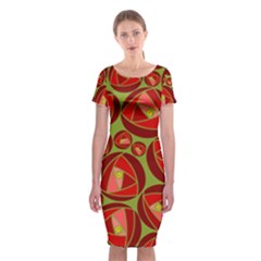 Abstract Rose Garden Red Classic Short Sleeve Midi Dress by Dutashop