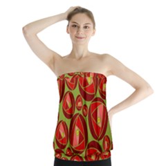 Abstract Rose Garden Red Strapless Top by Dutashop