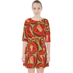 Abstract Rose Garden Red Pocket Dress by Dutashop