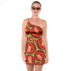 Abstract Rose Garden Red One Soulder Bodycon Dress by Dutashop