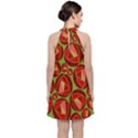 Abstract Rose Garden Red Velvet Halter Neckline Dress  View2